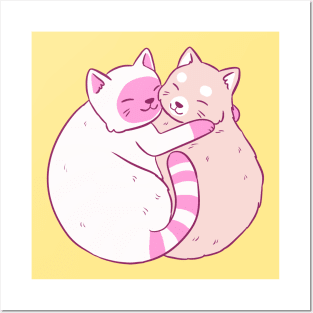 Cute cats hug Posters and Art